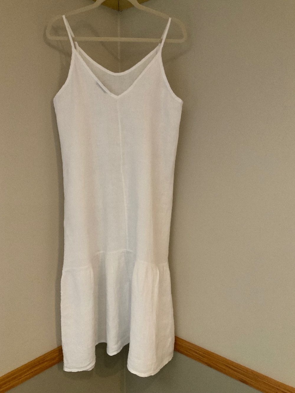 Terzo Millennio White L Linen Dress Lightweight Coastal Cottagecore Beach - Picture 3 of 8